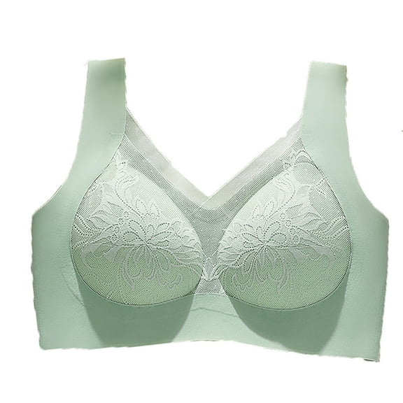 Wireless Bras for Women Mesh Crossover Seamless Full Coverage Push Up No Underwire Soft Everyday Bra,Green,38 C