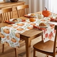 thumbnail image 5 of Fall Table Runner Thanksgiving Orange Pumpkin Table Runners Maple Leaf Sage Green Leaves Cotton Linen Dresser Scarf Kitchen Dining Table Decor for Fall Holiday Party Decor 13x90 Inch, 5 of 9
