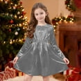 thumbnail image 2 of Shiny Dress for Little Big Girl 4-12 Years Long Sleeve Christmas A-Line Dress Party Short Gown Holiday Clothes (4 Years, Gray), 2 of 7