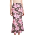 thumbnail image 2 of Women'S Fishtail Skirt Elegant Floral Ruched Skinny Bodycon Ruffle Long Skirts Powder Pink M, 2 of 8