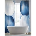 thumbnail image 5 of Abstract Stitching Sheer Curtains 108 Inches Long 2 Panels Blue White Circular Gradient Light Filtering Semi Sheer Window Curtains Drapes for Bedroom Living Room 52"x108", 5 of 7