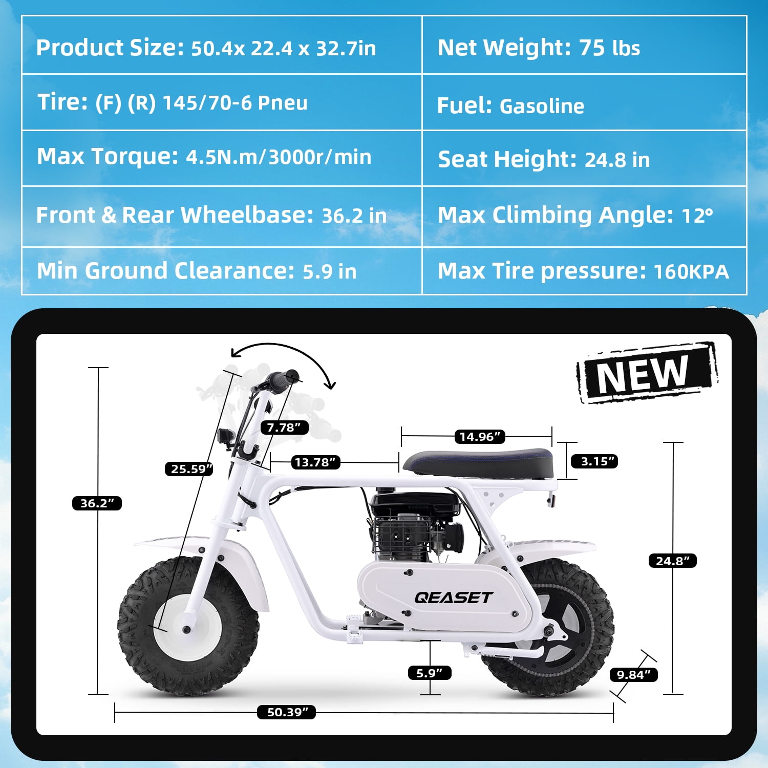 99cc Dirt Bike, Gas Powered, 4-Stroke with LED Headlight, 25MPH Minibike Trail Bike, Pull Start, Poucket Bike for Teenager and Adult, Summer Gift
