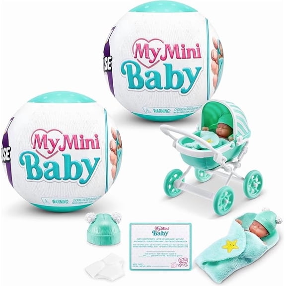 5 Surprise My Mini Baby Series 1 (2 Pack) by ZURU, Collectible Mystery Capsule, Toy for Girls, Realistic Miniature Baby, Playset and Accessories