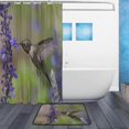 thumbnail image 2 of Coolnut Ruby-Throated Hummingbird Bath Curtain Rugs Sets 2 Pcs, Bathroom Theme Set with Shower Curtain and Non-Slip Carpet, 60x72in + 23.6x15.7in, 2 of 7