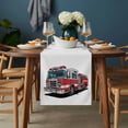 thumbnail image 2 of Red Fire Truck Table Runner - 90 Inch Long, Kitchen Dining Table Runner Dresser Scarves, Funny Cute Car Farmhouse Decor for Coffee Tables Wedding Party Banquet, 2 of 8