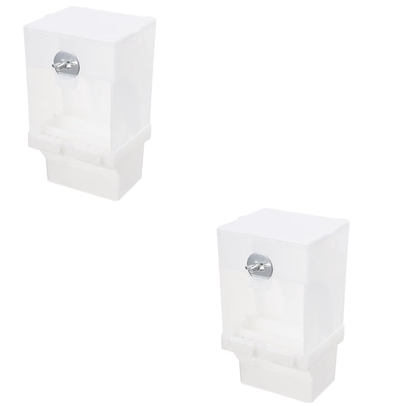 MLINS 2pcs Birdcage Mounted Bird Feeder Parrot Food Feeding Box Transparent Parrot Feeder