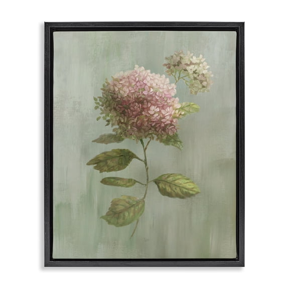 Stupell Industries Vintage Hydrangea Bushel Black Framed Floater Canvas Wall Art, design by Nan