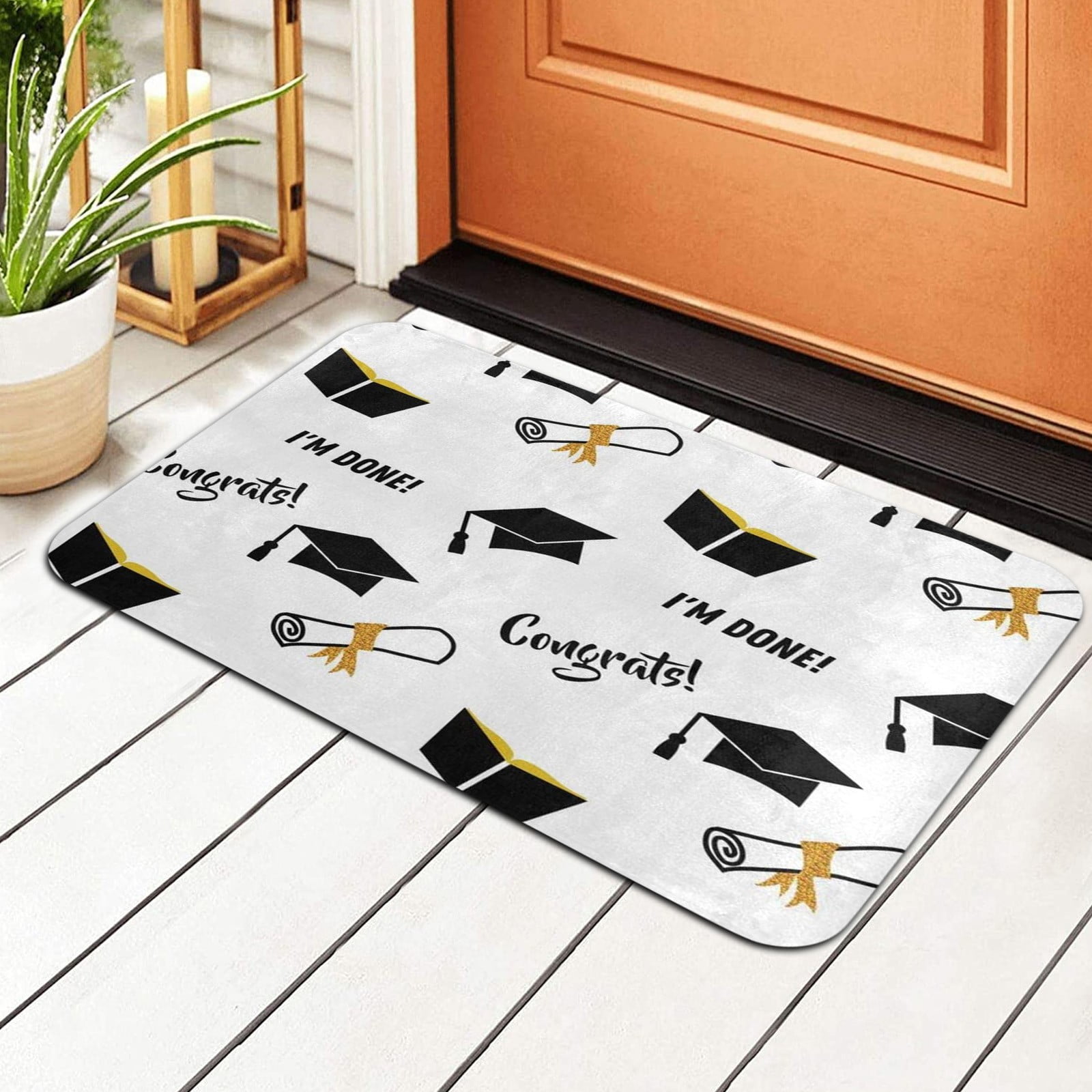 WREESH Graduation Decoration Door Mat Antislip Bottom Indoor Outdoor