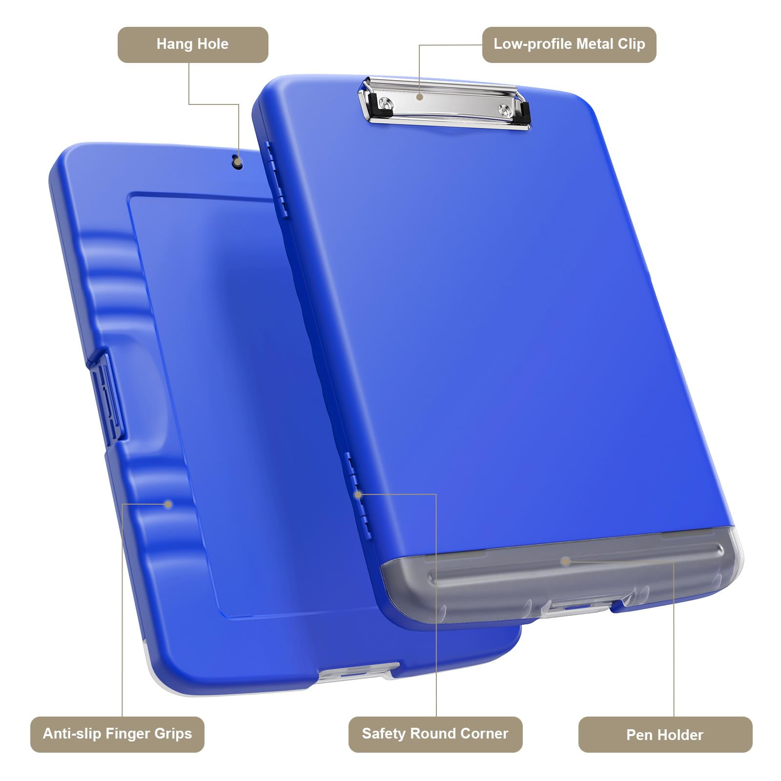 Clipboard with Storage, 8.5 x 11 Organization Box with Pen Holder and A4 Legal Paper Folder, Folio & Side-Opening, Low Profile Clip,for Nurses,Teachers, Size 14 x 9.6 x 1.2 in
