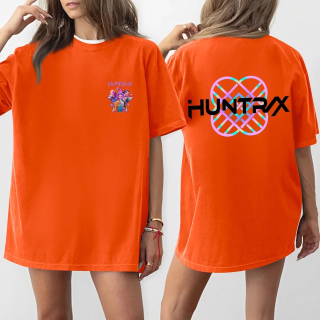 Pop cazadora para niña Demo-n Hunters Graphic Round-Neck Short Sleeve T Shirt For Kids Youth Fashion Tee With Cartoon Print Design Soft Blend Top For Children (Saffron)