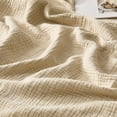 thumbnail image 2 of Muslin Blanket 100% Cotton Blankets Twin Size 4-Layer Breathable Lightweight Soft for Couch Bed Boho Farmhouse Linen Tassels Ruffle Gauze Blankets All Season for Adults 60x80 Inches Dusty Blue, 2 of 10