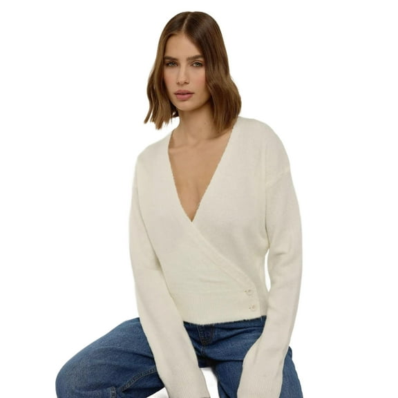 V-Neck Buttoned Wrap Sweater