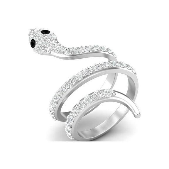 Mooneye 925 Sterling Silver Women Wrap Black Spinel Cobra Snake Valentines Day Gift Rings