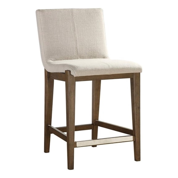 Bowery Hill 26" Transitional Fabric Upholstered Counter Stool in Beige