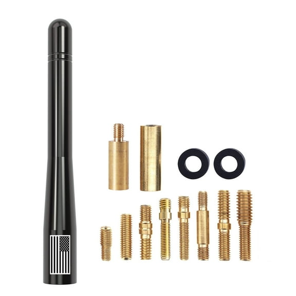 American Flag Car Truck Short Antenna for GM Chevy Silverado 1500 2500 3500 HD Avalanche GMC Sierra 1500 2500 3500 Ford F150 F250 F350 Denali Heavy Duty Pickup AM/FM Radio Reception Accessories Black