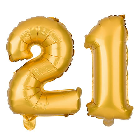 21 Party Balloons for 21st Birthday, Decoration Ideas and Party Supplies, Large Balloon Numbers (40 Inch,