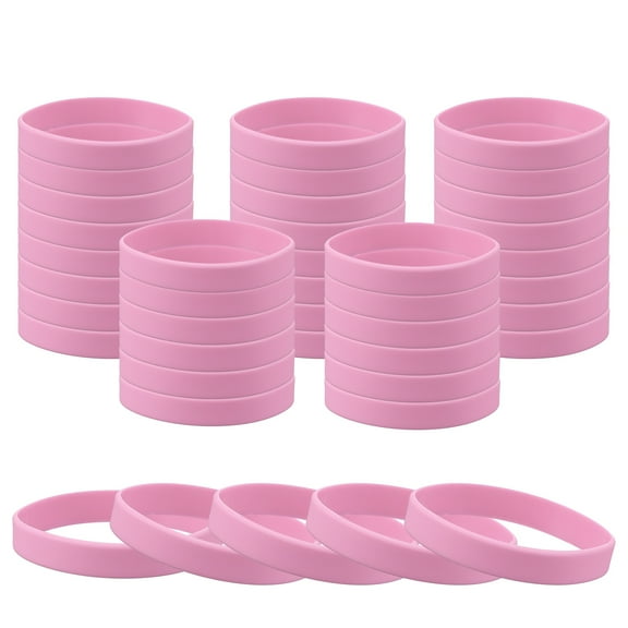 Uxcell Rubber Bracelets 60 Pcs Unisex Silicone Sports Wristbands for Sports Party Games Fashion Decorations Pink