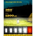 thumbnail image 2 of Linterna de camping Glocusent recargable 1200 LM 80 horas IP68, 2 of 6