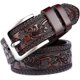 thumbnail image 1 of Cinturón de piel con hebilla, estampado floral, para hombre-Color café, 1 of 3