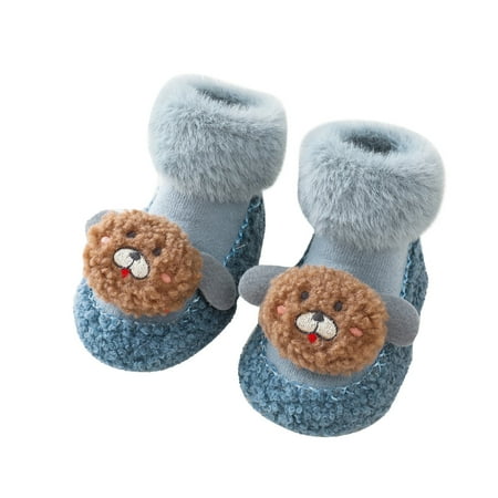 

QYZEU Little Boys Tennis Shoes Girls Size 10 Toddler Shoes Winter Children Todler Boys And Girls Socks Shoes Flat Bottom Non Slip Plush Warm And Comfortable Cute Bear