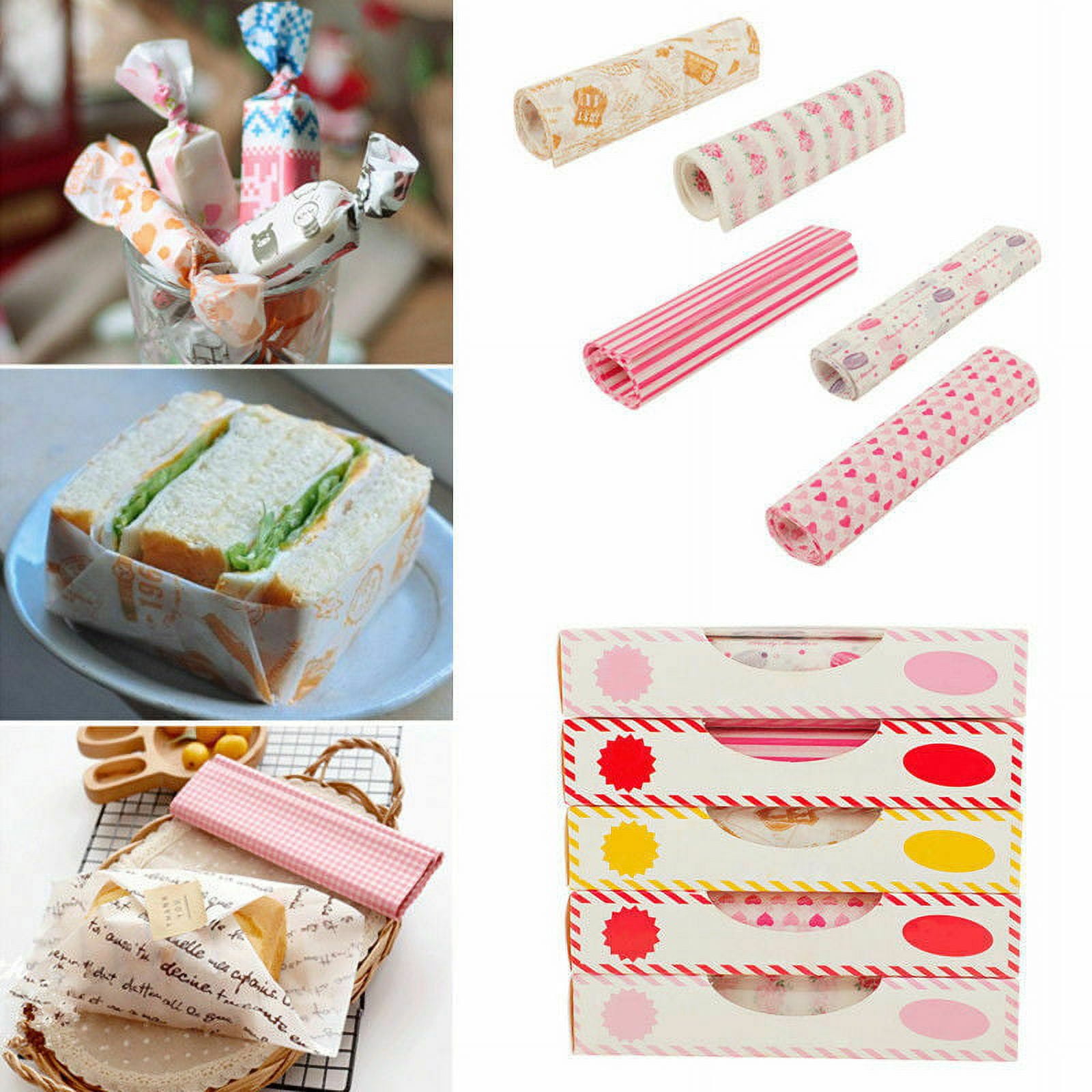 sorkwo 150 Pcs Wax Paper Sheets Valentine's Day Sandwich Wrap Paper  Wrapping Tissue Food Picnic Paper for Food Basket Liner