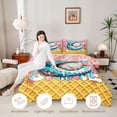 thumbnail image 3 of Erosebridal Baseball Ice Cream Twin Comforter Sets 3-Piece for Kids,Boys Girls Pink Drip Food Waffle Bedding Set,Black Reversible,Super Cozy Room Decor, 3 of 6