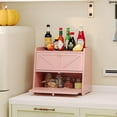 thumbnail image 2 of Vintage Double Layer Bread Box for Kitchen Counter Bamboo Bread Storage Container Large Capacity Bread Storage Bin (Pink), 2 of 17