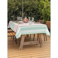 thumbnail image 3 of Outdoor Table Cloth with Umbrella Hole and Zipper, Coral Cyan Stripe Waterproof Rectangle Tablecloth 54"x80", Geometric Grey White Vertical Striped Washable Table Cover for Outside Party Patio Picnic, 3 of 8