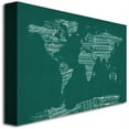 thumbnail image 2 of Trademark Art "World Sheet Music Map in Green" Canvas Wall Art by Michael Tompsett, 2 of 2
