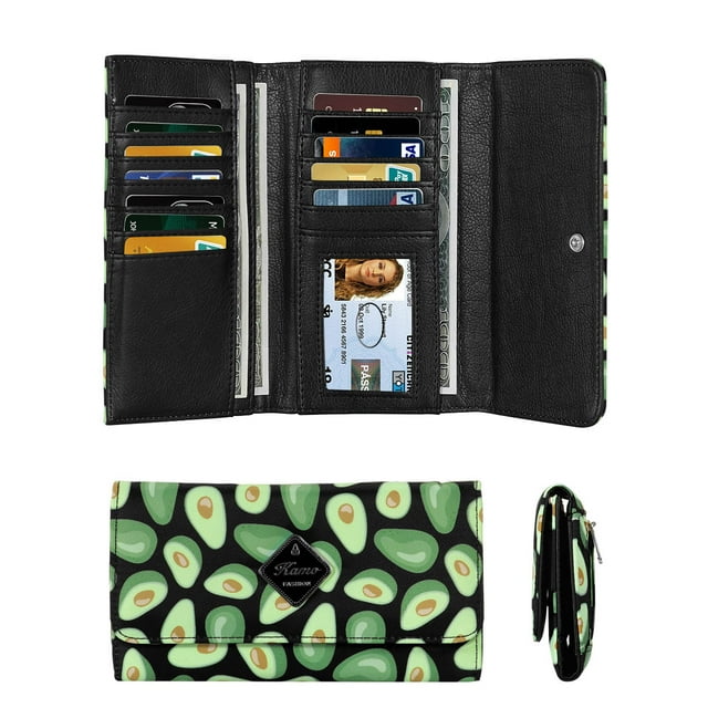 Women's Wallet - Slim Leather ID Credit Card Holder Long Wallet with 12 Card Slots Purse