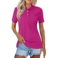 thumbnail image 5 of Qwertyu Women's Polo Shirts Short Sleeve Classic Lightweigth Work Blouses Summer Business Casual Tops Purple L, 5 of 5