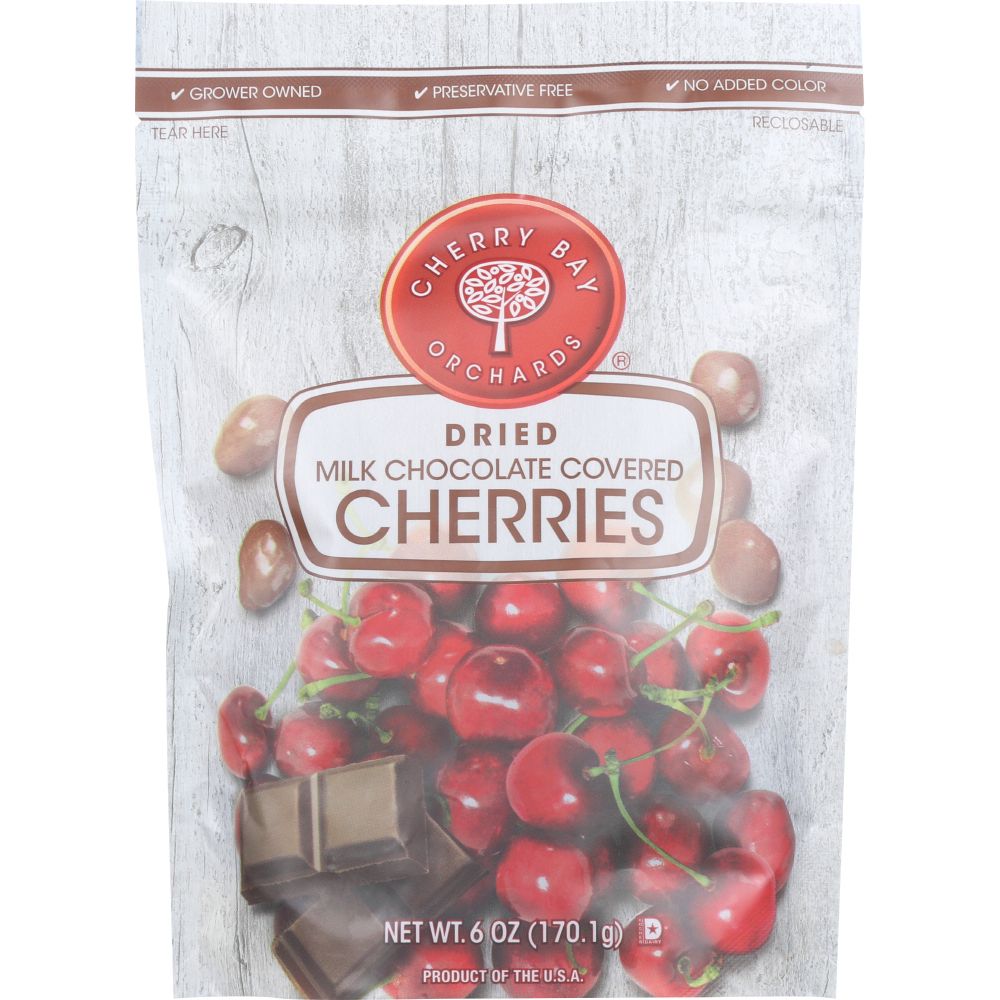 Cherry Bay Orchards Milk Chocolate Covered Dried Cherries, 6 Oz (Pack