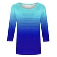 thumbnail image 6 of JURANMO Womens Beach Vacation Clothes Fashion 3/4 Sleeve Round Neck Shirts Casual Pleated Front T Shirts Gradient Print Going Out Tops Today's Lightning Sales Blue XXL, 6 of 7