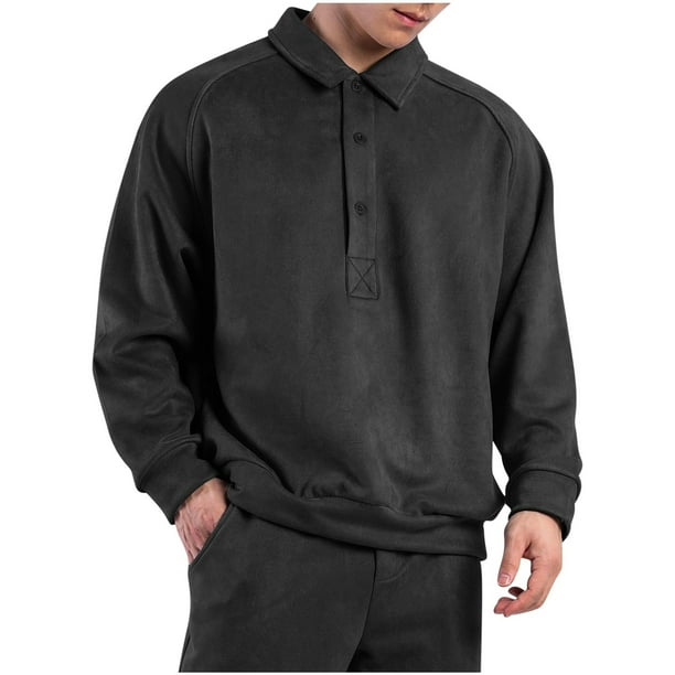 pstuiky Camisas de manga larga abrigadas para hombre, Camisa informal de gamuza gruesa y holgada para hombre, con mangas largas y solapa para exteriores. camisetas de hombre xl