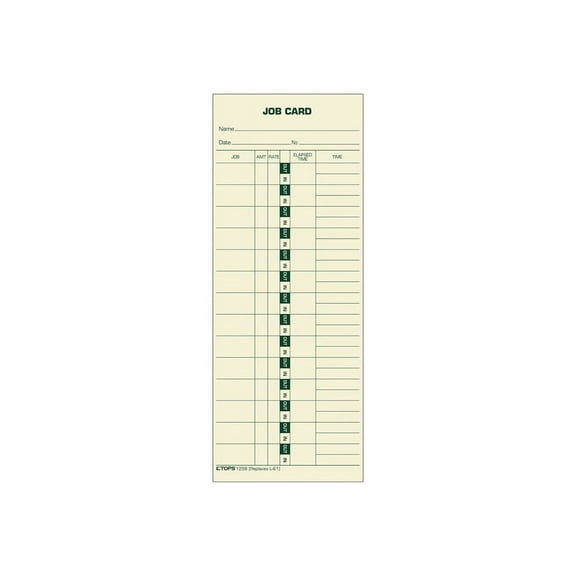 TOPS Job Card for Cincinnati/Lathem/Simplex, 1 Side, 3 1/2 x 9, 500/Box (1258)