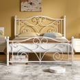 thumbnail image 4 of VECELO Full Size Bed Frame with Butterfly Shaped Headboards and Footboard, Metal Platform Bed Frame/Mattress Foundation, No Box Spring Needed, Easy Assembly, White, 4 of 9