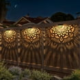 thumbnail image 2 of 6 Pack  Fence Lights Outdoor Wall Lights Plastic  Powered Deck Step Stair Lights Moon Theme Waterproof Fence  Light for Garden Post  Backyard Yard Decor (Black, 6 Pack), 2 of 6
