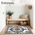 thumbnail image 3 of ODIKA 4'x6' Machine Washable Non-Slip Area Rug, Intricate with Ornate Floral Medallion Design High Traffic Rug with Pad, White, 585858, 3 of 8