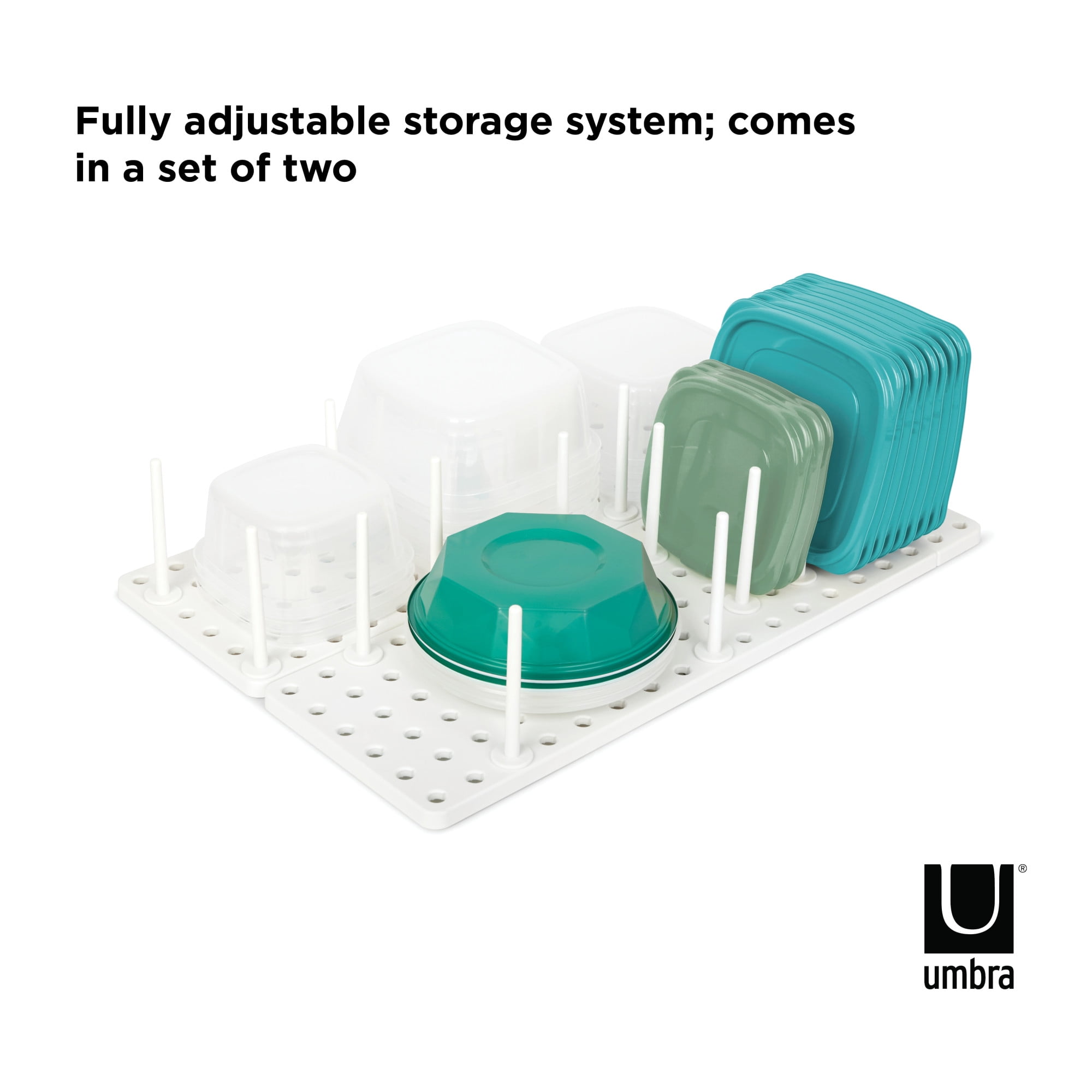 Umbra Peggy Kitchen Cupboard, Shelf and Drawer Organizer Tray Adjustable Storage System