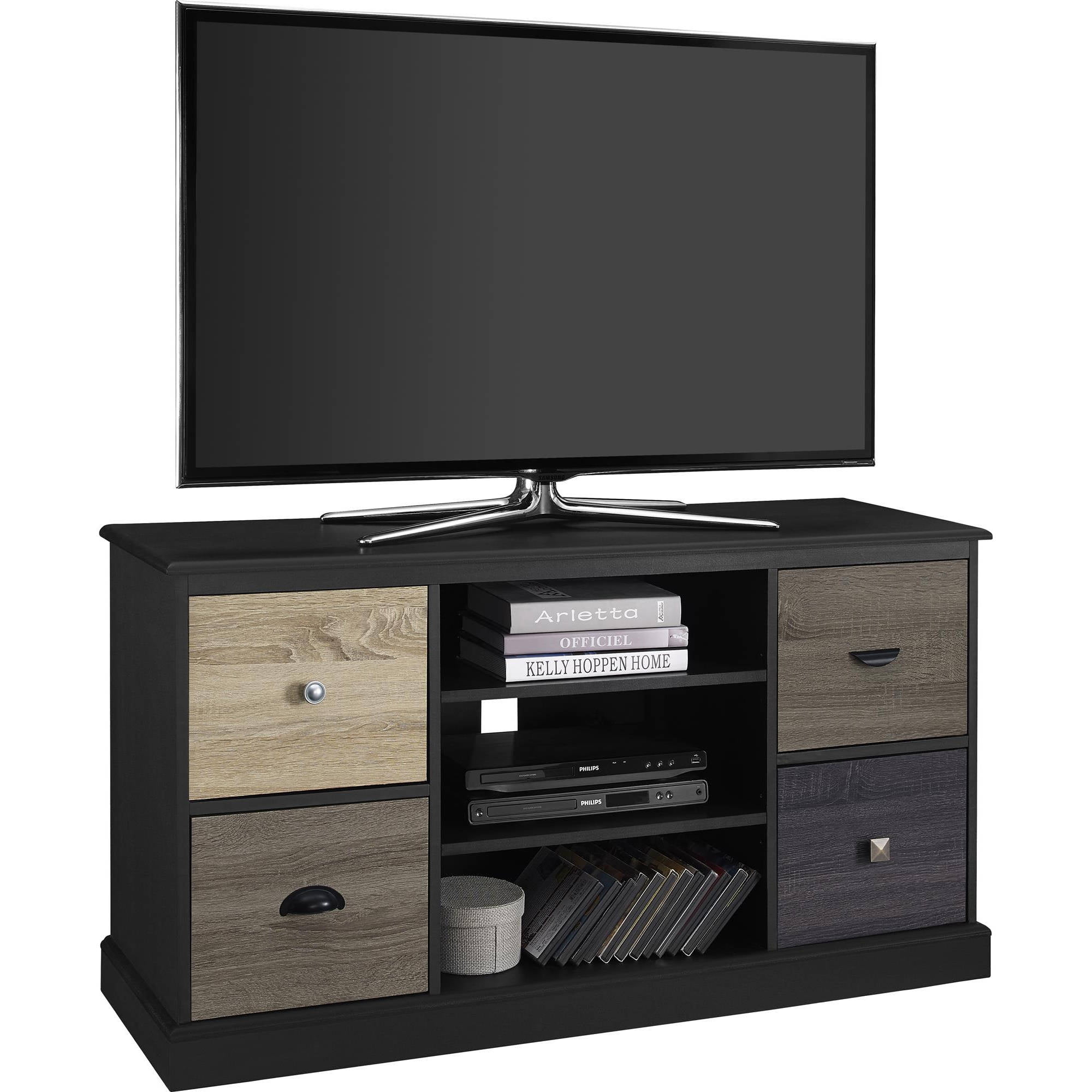 Ameriwood Home Mercer 50 Tv Console With Multicolored Door Fronts White