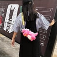 thumbnail image 4 of Bolsa Mujeres Lindo Dinosaurio Felpa Satchel Chica Mini Hombro Dinero Teléfono Bolso (Rosa), 4 of 5