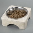 thumbnail image 2 of Creative Home 1 Pint Natural Champagne Marble Pet Food Water Set with Removable Stainless Steel Bowl, 2 of 3