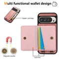 thumbnail image 2 of ELEHOLD Case for Google Pixel 9 / 9 Pro, Zipper Leather Wallet Case with Card Holder Stand,Pink, 2 of 6