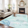 thumbnail image 2 of Large Area Rugs for Living Room Bedroom, Teal Blue Seahorse Coastal 6'x9' Rug Washable Carpet Runner Indoor Outdoor, Beach Watercolor Sea Ocean Nautical Non Slip Floor Mats Rug for Kitchen, Playroom, 2 of 8
