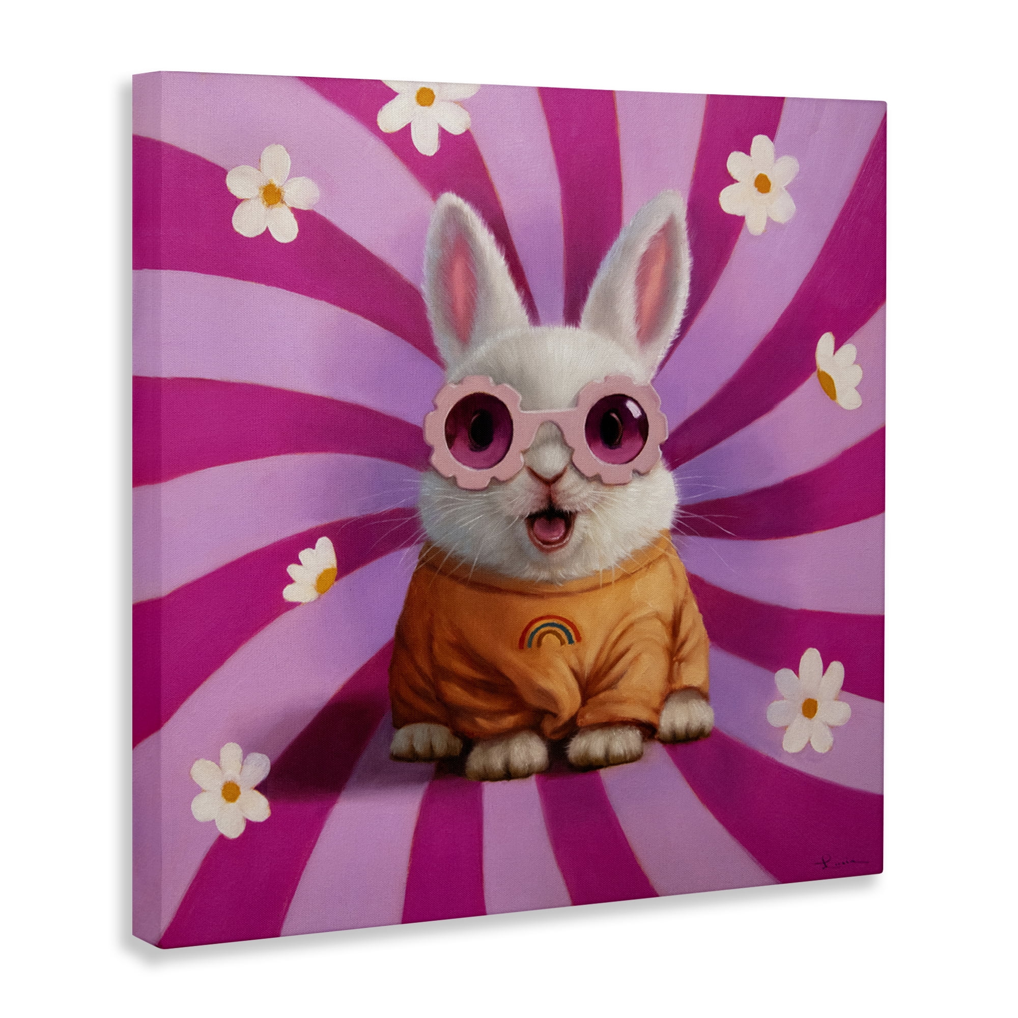 Stupell Industries Good Vibes Only Rabbit Canvas Wall Art, design by Lucia Heffernan