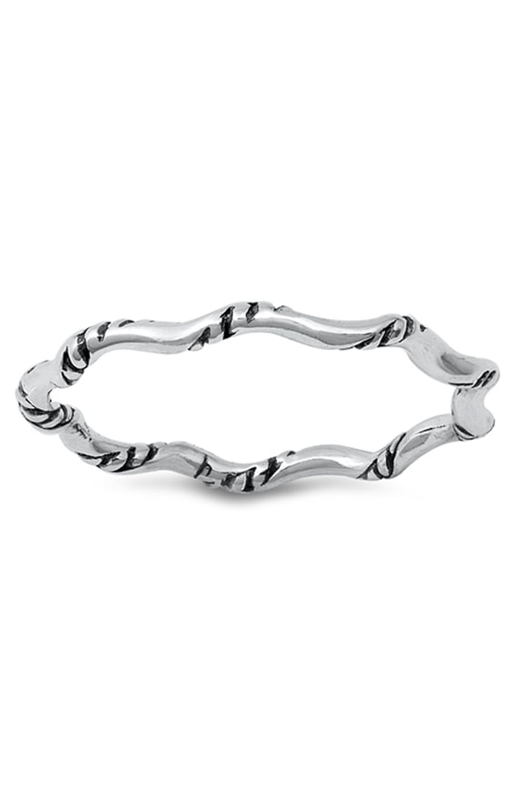 Simple Grooved Wavy Rope Ring .925 Sterling Silver Band Jewelry Female Male Unisex Size 5