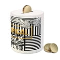 thumbnail image 3 of Flower Piggy Bank, Exotic Petals with Tropic Butterfly over Minimalist Striped Background, Ceramic Coin Bank Money Box for Cash Saving, 3.6" X 3.2", Black White Pale Coffee, by Ambesonne, 3 of 4