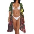 thumbnail image 3 of HELLHERO Colorful Geometric Floral Bathing Suit Cover Up Polyester Lightweight Free Size Womens Kimono Swimsuit Cover Up for Mom, 3 of 6