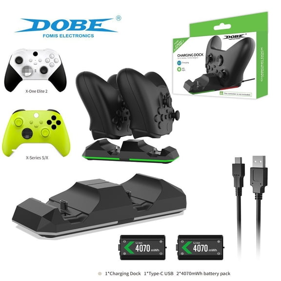 Charging Dock Station for Xbox Series X/S & Xbox One Elite Series 2 Controller, Fast Charging Stand with Rechargeable Battery Pack Gaming Accessories