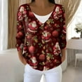 thumbnail image 2 of Women's Fashion Long Sleeve Christmas Snowman Snowflake Print Jacket Cardigan for Holiday Party and Casual Daily Wear,Wine,XL, 2 of 5